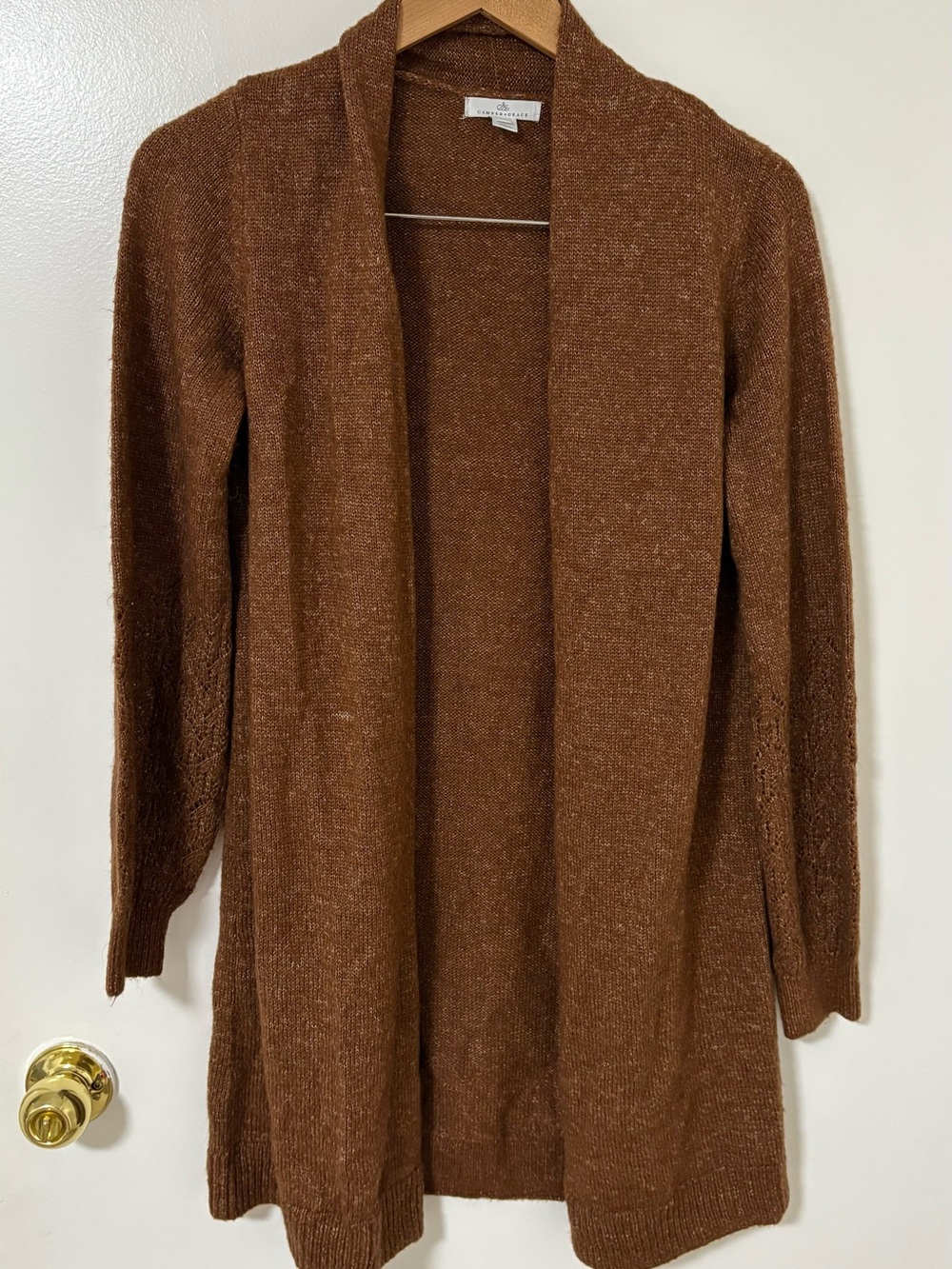 Long Open-Front Brown Women's Cardigan Sweater - Classic Cozy Layer